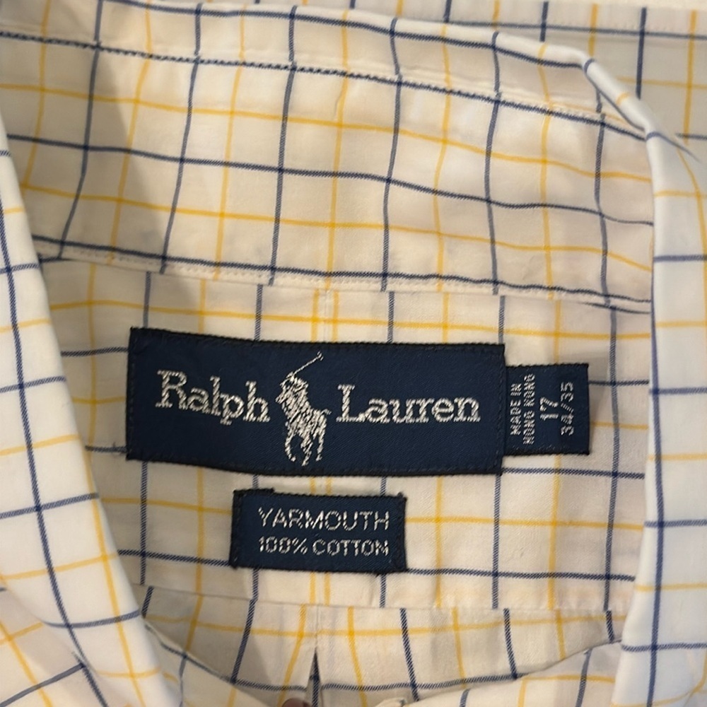 RALPH LAUREN men’s plaid shirt, size 17, 34/35 - Picture 4 of 11